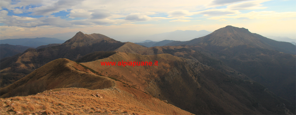 Cresta sud-est monte Matanna, veduta monte Piglione e Prana